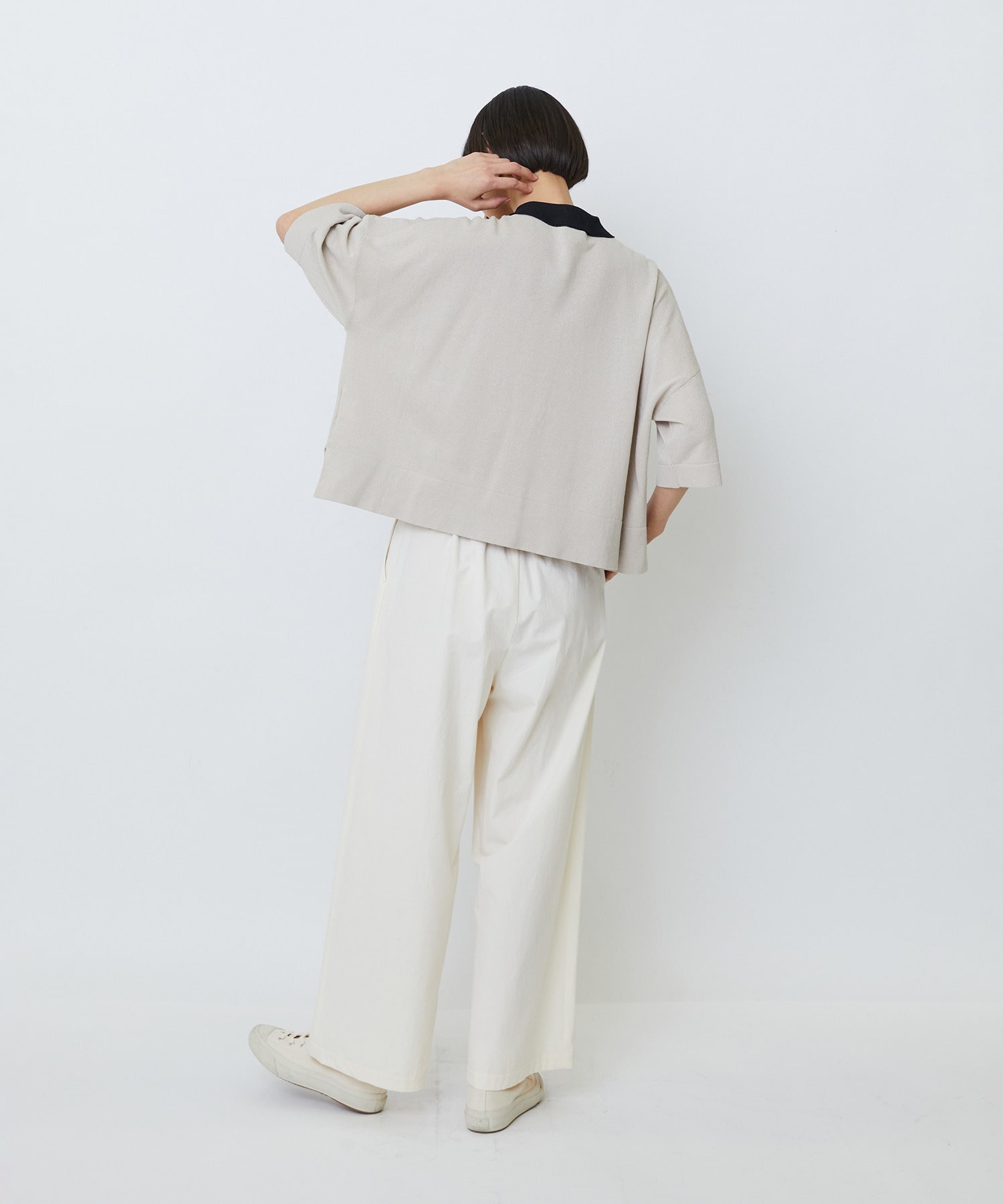 【LOISIR】和紙コットン天竺ポロニット 詳細画像 ブラウン 3