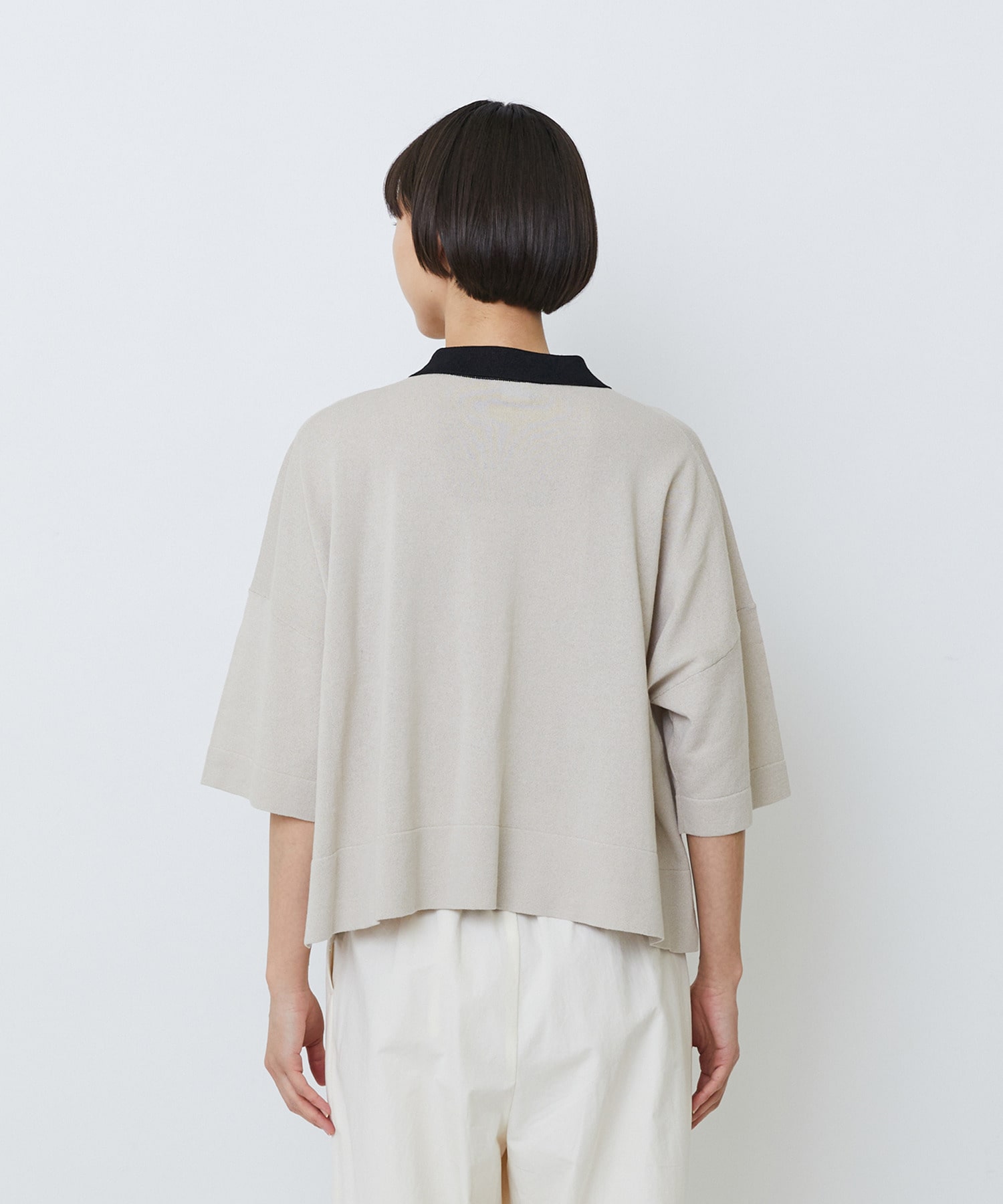 【LOISIR】和紙コットン天竺ポロニット 詳細画像 ブラウン 9