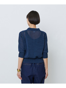 【LOISIR】エステル和紙透かし柄ポロニット 詳細画像 ネイビー 12