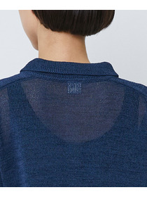 【LOISIR】エステル和紙透かし柄ポロニット 詳細画像 ネイビー 14