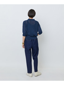 【LOISIR】エステル和紙透かし柄ポロニット 詳細画像 ネイビー 6