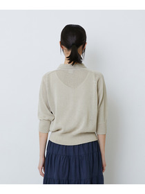 【LOISIR】エステル和紙透かし柄ポロニット 詳細画像 ネイビー 9