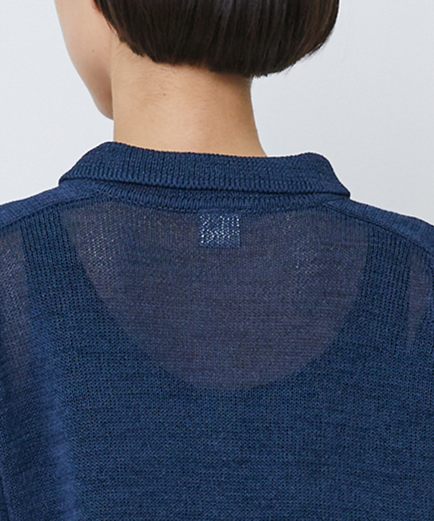 【LOISIR】エステル和紙透かし柄ポロニット 詳細画像 ネイビー 14
