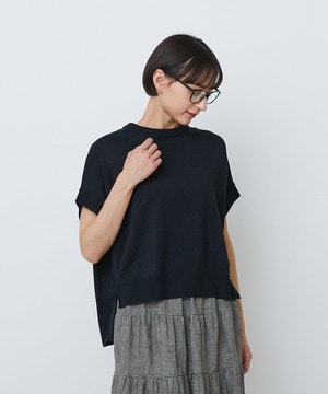 【LOISIR】和紙コットン天竺プルオーバー 詳細画像 ブラック 1