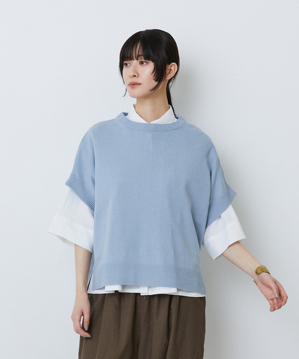 和紙コットン天竺プルオーバー 詳細画像 サックスブルー 1