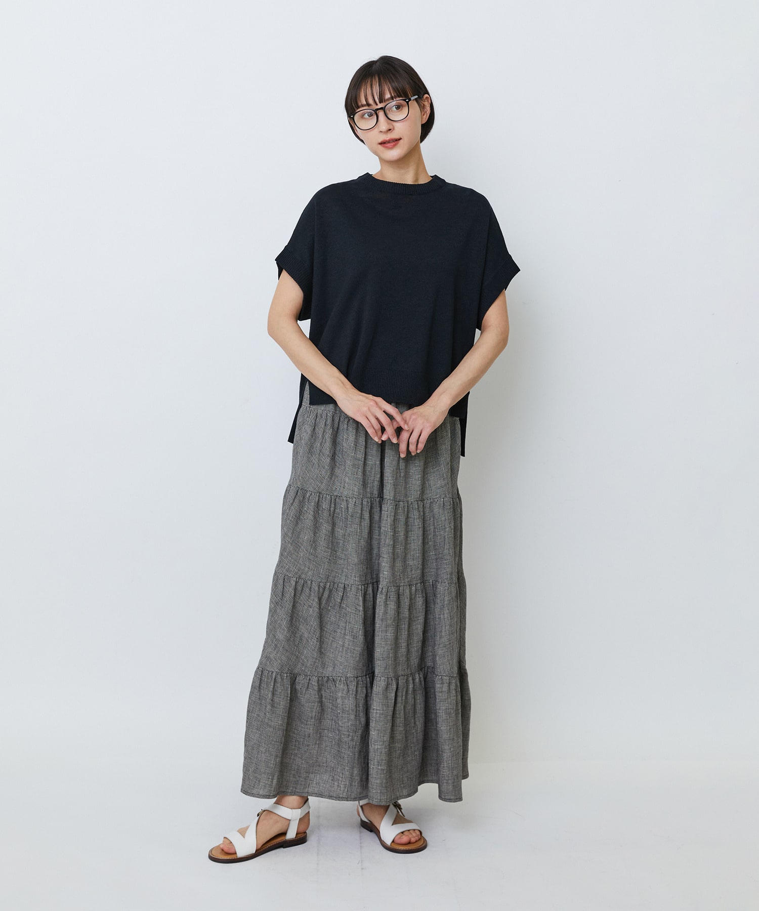 【LOISIR】和紙コットン天竺プルオーバー 詳細画像 ブラック 10