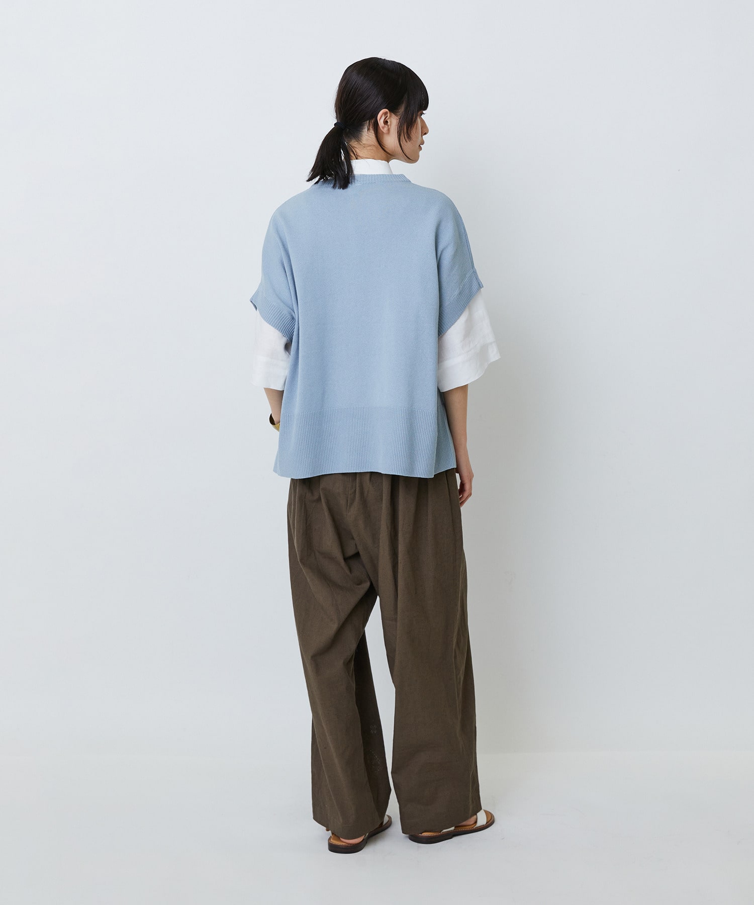 【LOISIR】和紙コットン天竺プルオーバー 詳細画像 ブラック 6