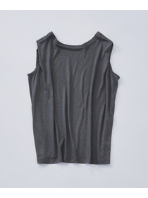 【LOISIR】リネンレーヨン天竺ノースリーブプルオーバー 詳細画像 ブラック 4