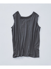 【LOISIR】リネンレーヨン天竺ノースリーブプルオーバー 詳細画像 ブラック 5