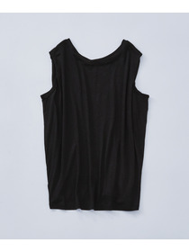 【LOISIR】リネンレーヨン天竺ノースリーブプルオーバー 詳細画像 ブラック 6