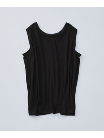 【LOISIR】リネンレーヨン天竺ノースリーブプルオーバー 詳細画像 ブラック 7