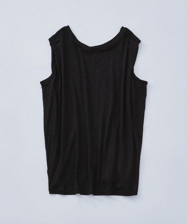 リネンレーヨン天竺ノースリーブプルオーバーリネンレーヨン天竺ノースリーブプルオーバー