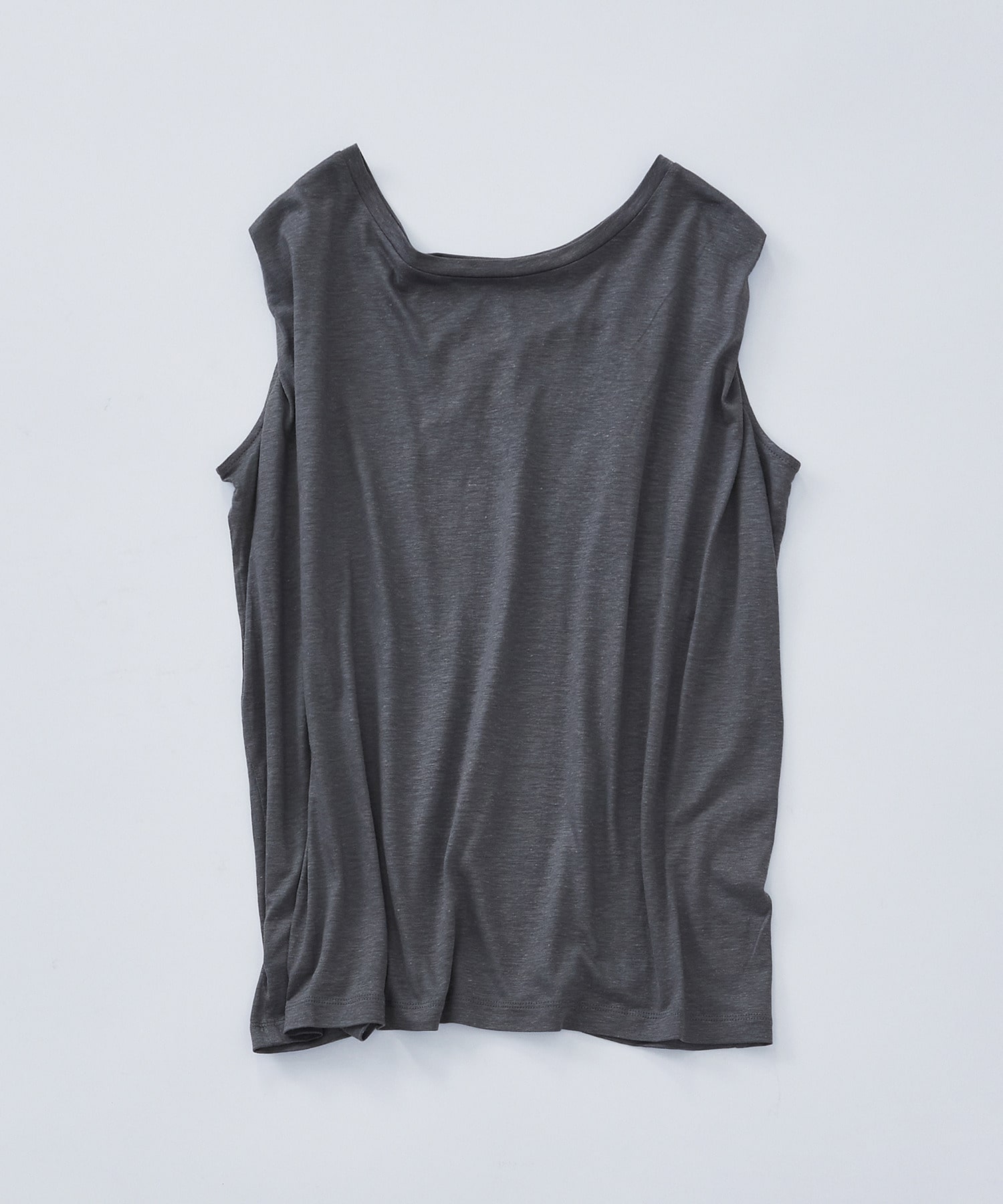 【LOISIR】リネンレーヨン天竺ノースリーブプルオーバー 詳細画像 ブラック 5