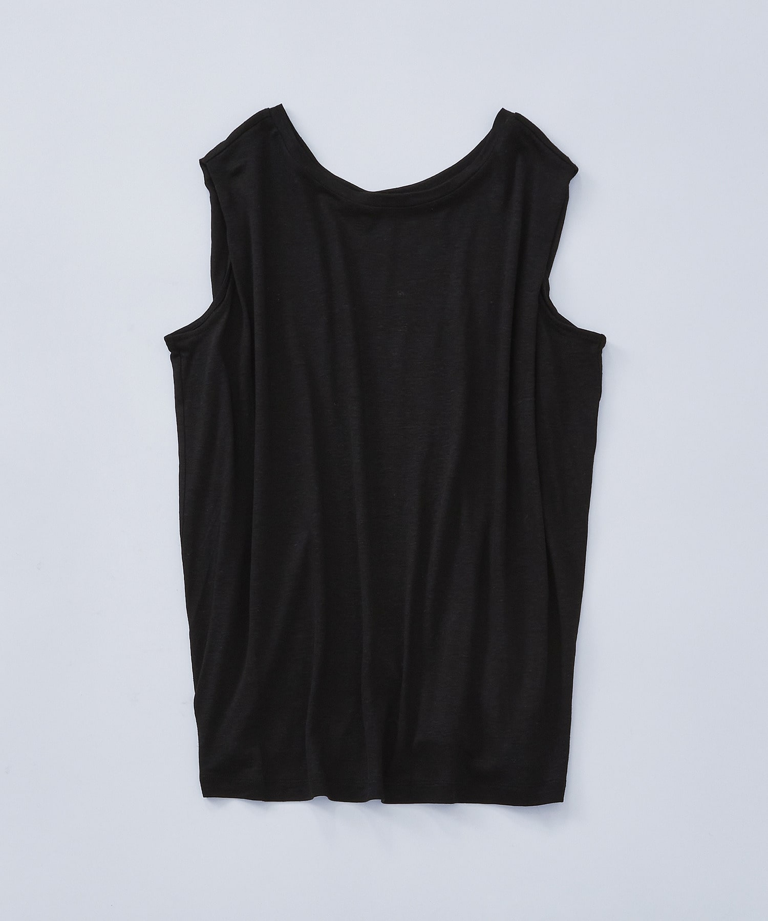 【LOISIR】リネンレーヨン天竺ノースリーブプルオーバー 詳細画像 ブラック 6