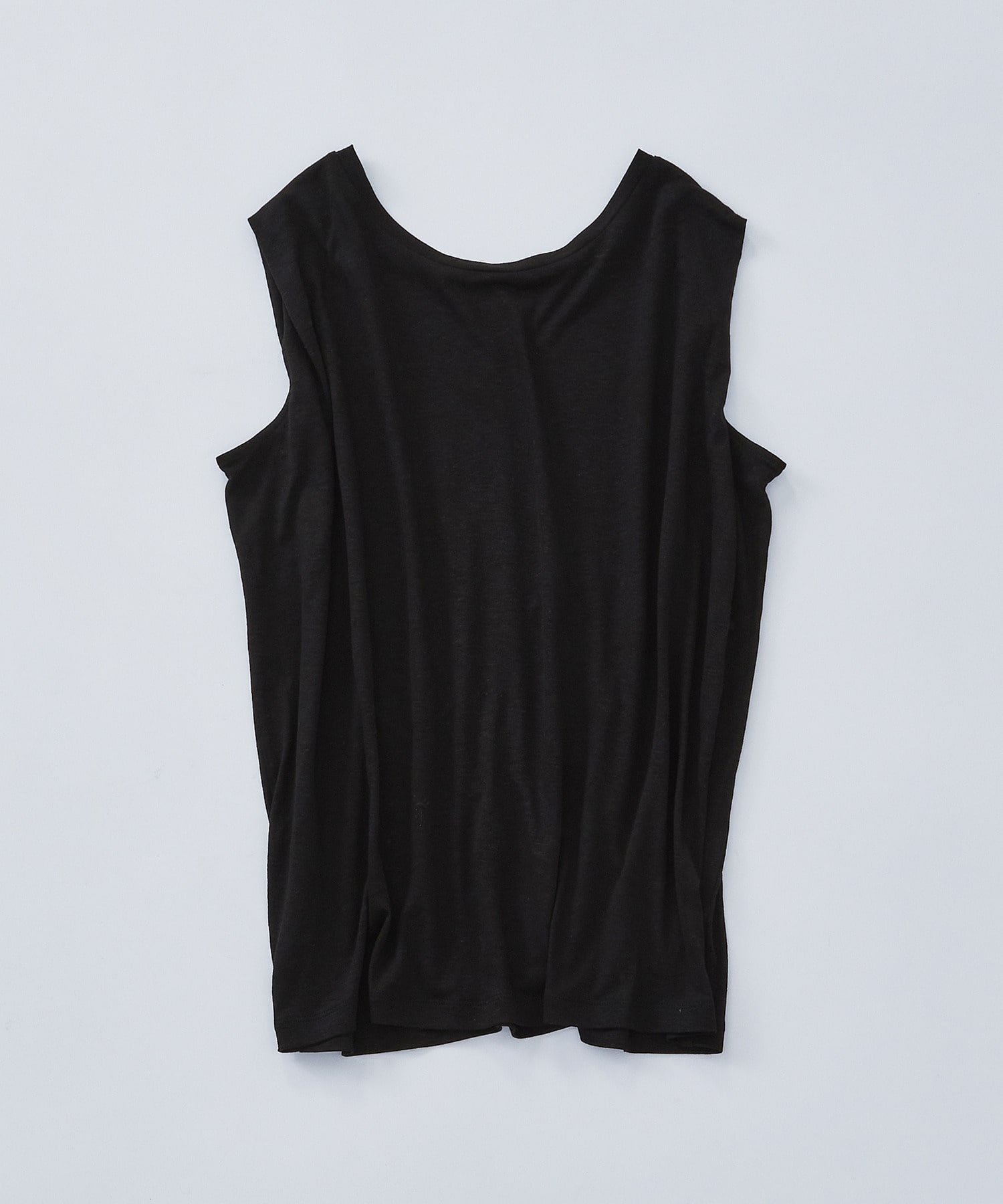 【LOISIR】リネンレーヨン天竺ノースリーブプルオーバー 詳細画像 ブラック 7