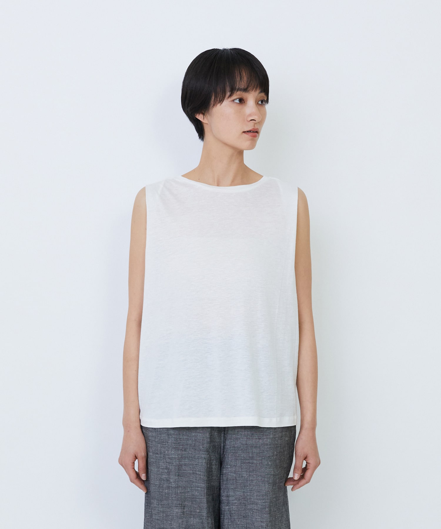 【LOISIR】リネンレーヨン天竺ノースリーブプルオーバー 詳細画像 ブラック 8