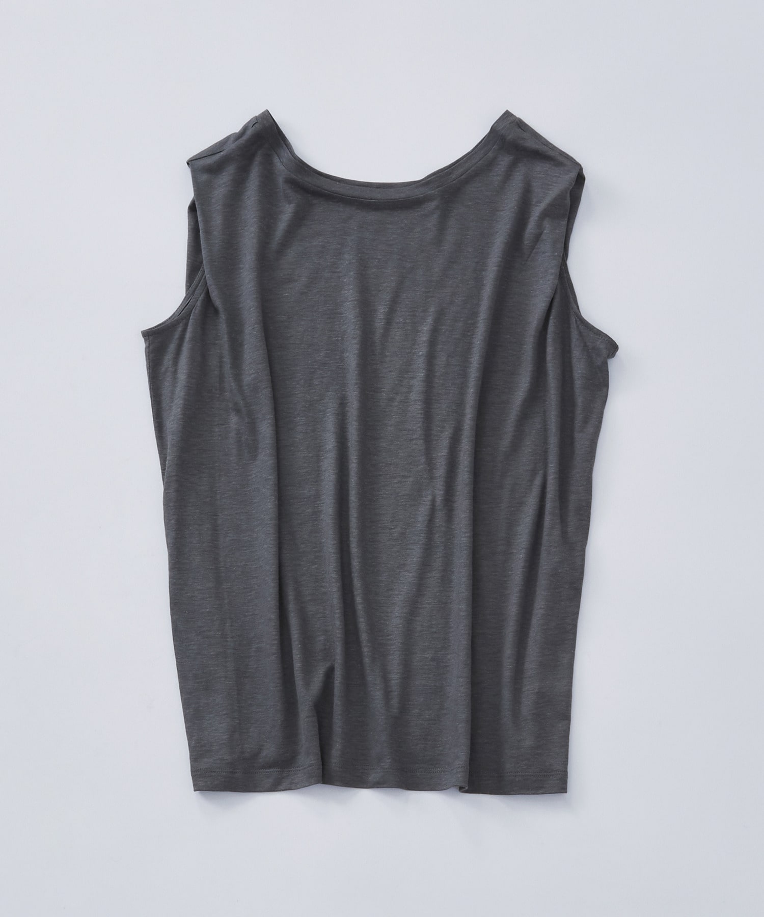 【LOISIR】リネンレーヨン天竺ノースリーブプルオーバー 詳細画像 グレイッシュブルー 1