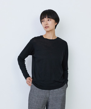 【LOISIR】リネンレーヨン天竺クルーネックプルオーバー 詳細画像 ブラック 1