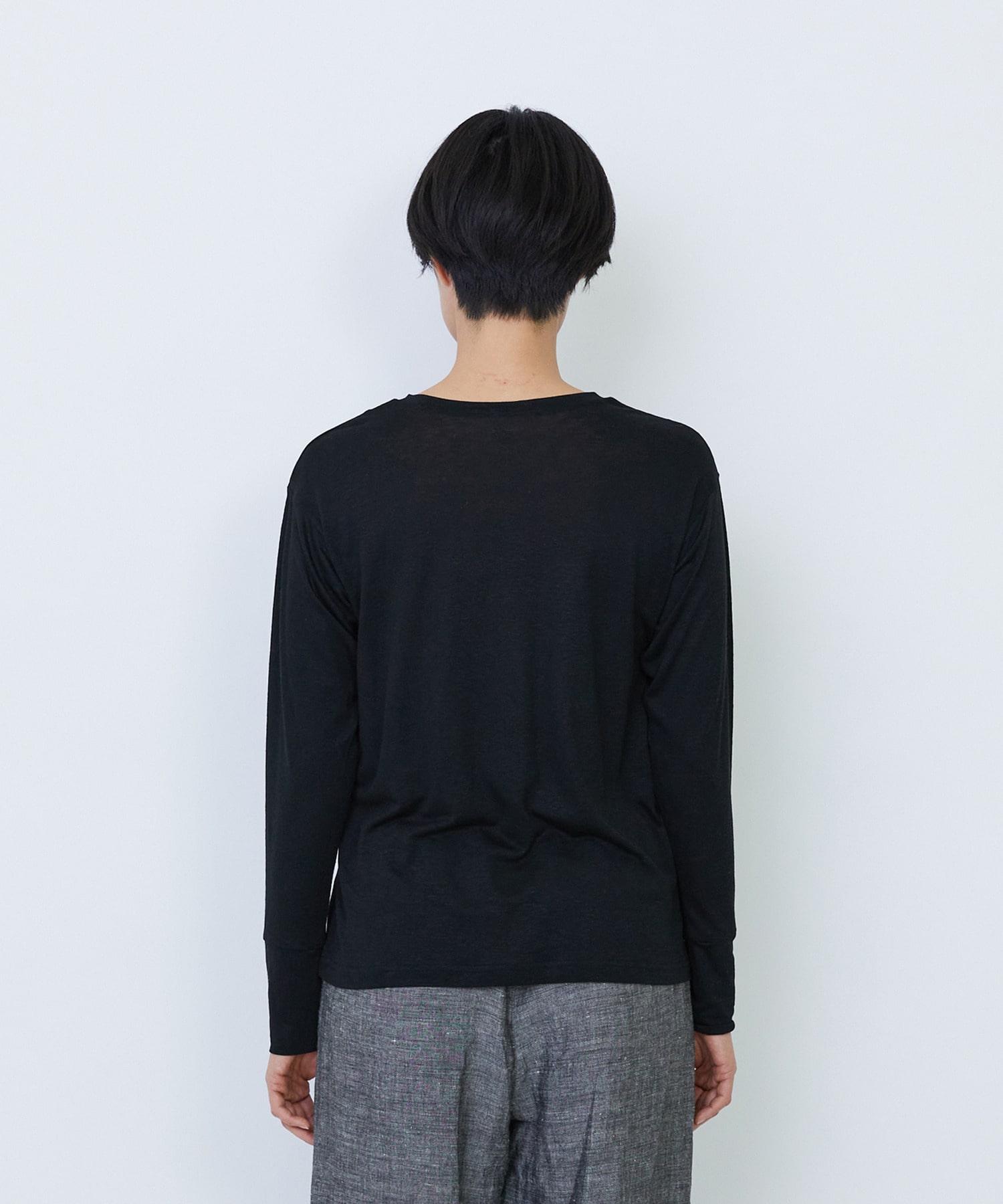 【LOISIR】リネンレーヨン天竺クルーネックプルオーバー 詳細画像 ブラック 10