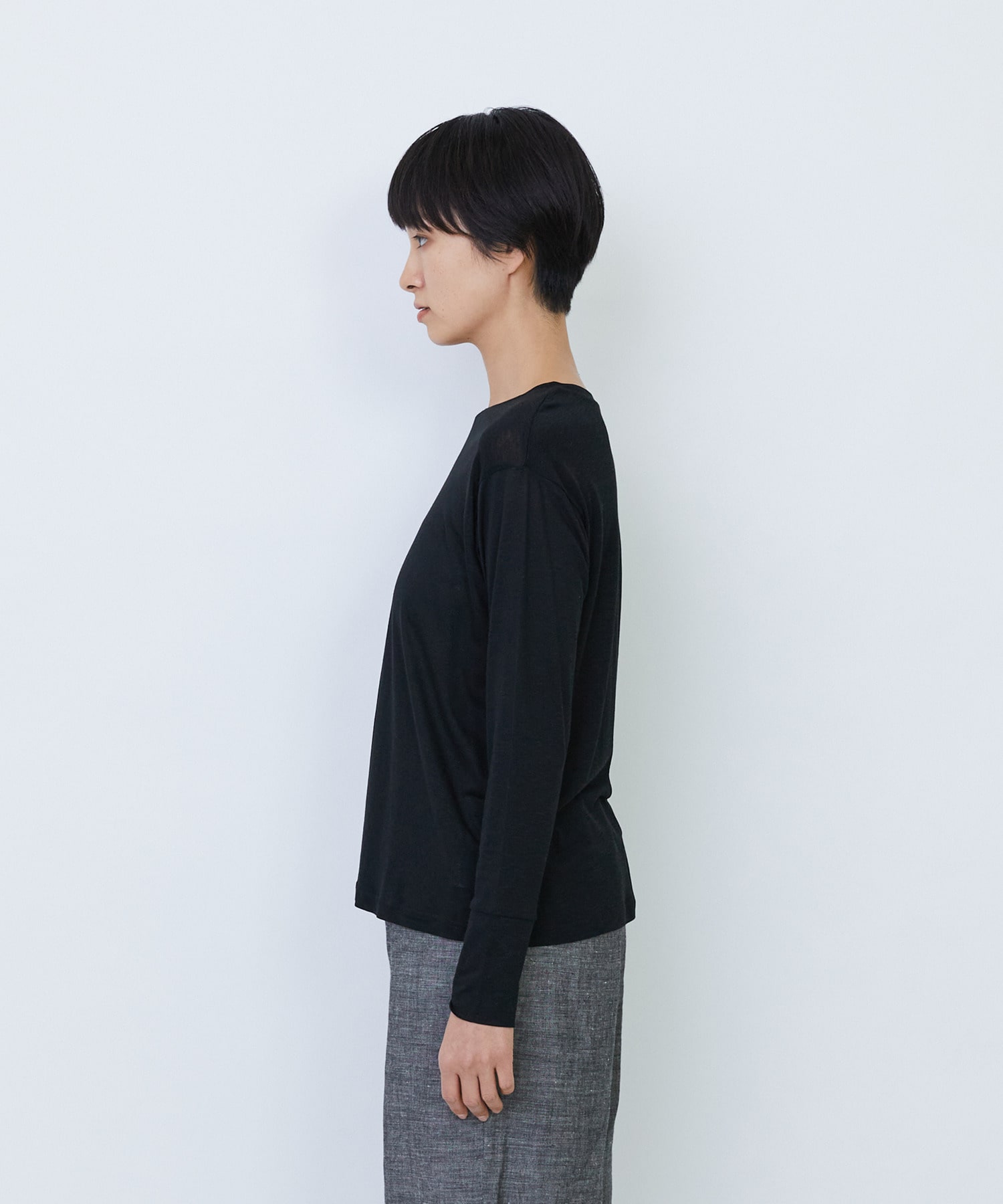 【LOISIR】リネンレーヨン天竺クルーネックプルオーバー 詳細画像 ブラック 9