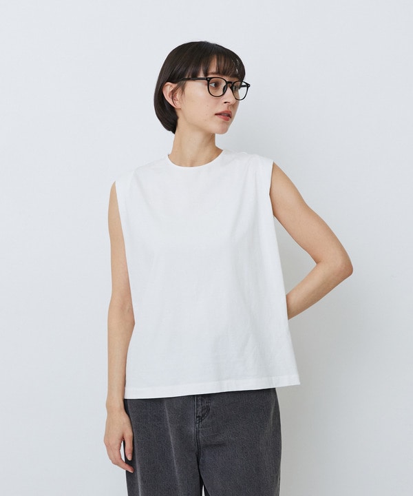 コットン天竺ノースリーブプルオーバー 詳細画像 オフホワイト 1