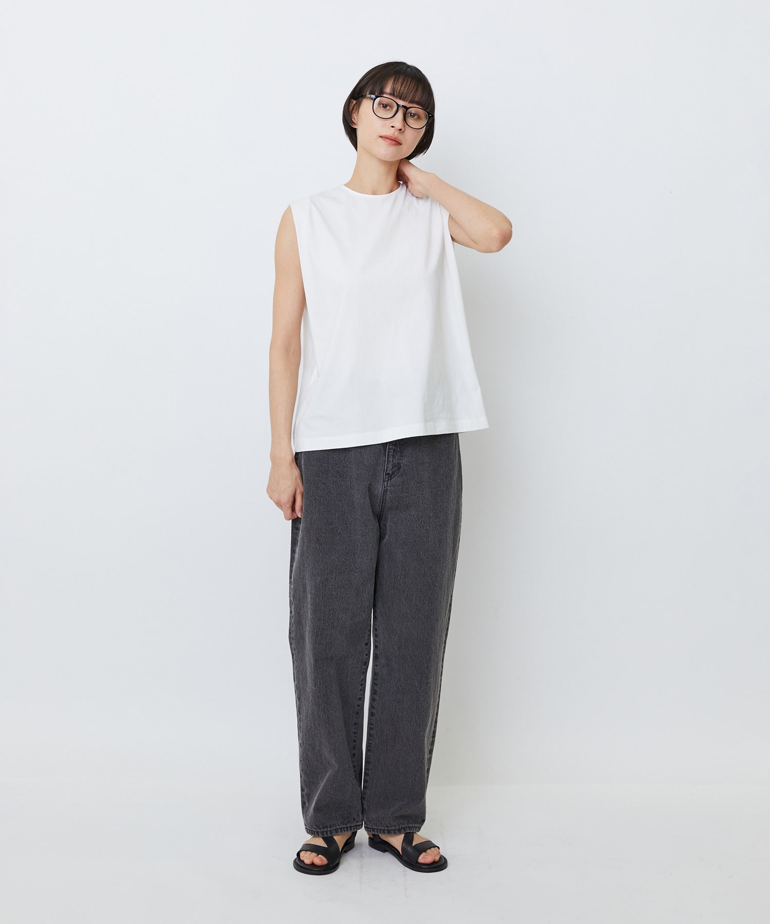 【LOISIR】コットン天竺ノースリーブプルオーバー 詳細画像 ブラック 1