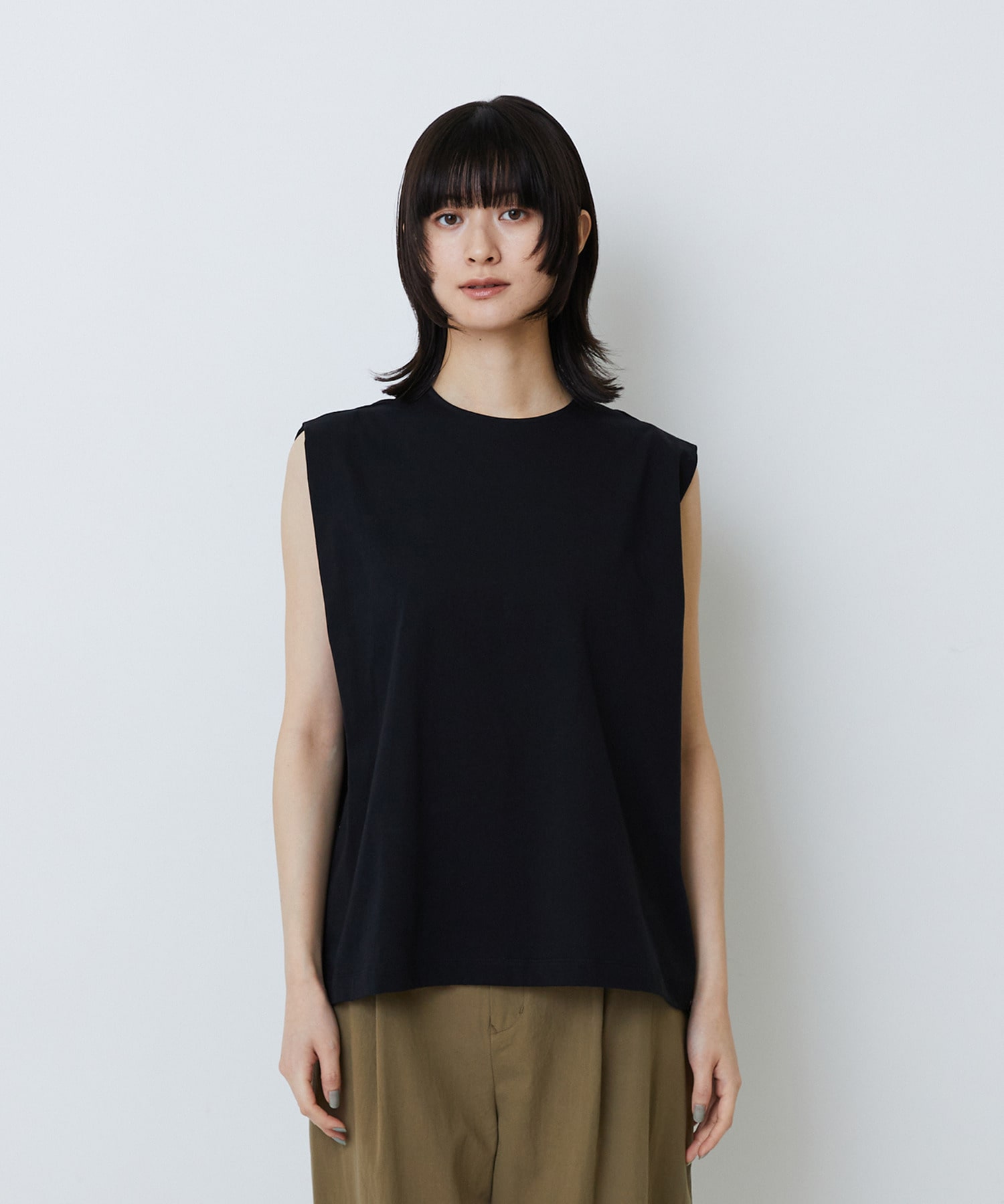【LOISIR】コットン天竺ノースリーブプルオーバー 詳細画像 ブラック 16