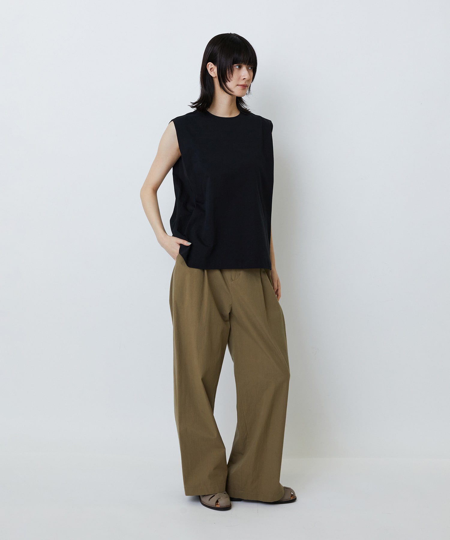 【LOISIR】コットン天竺ノースリーブプルオーバー 詳細画像 ブラック 7