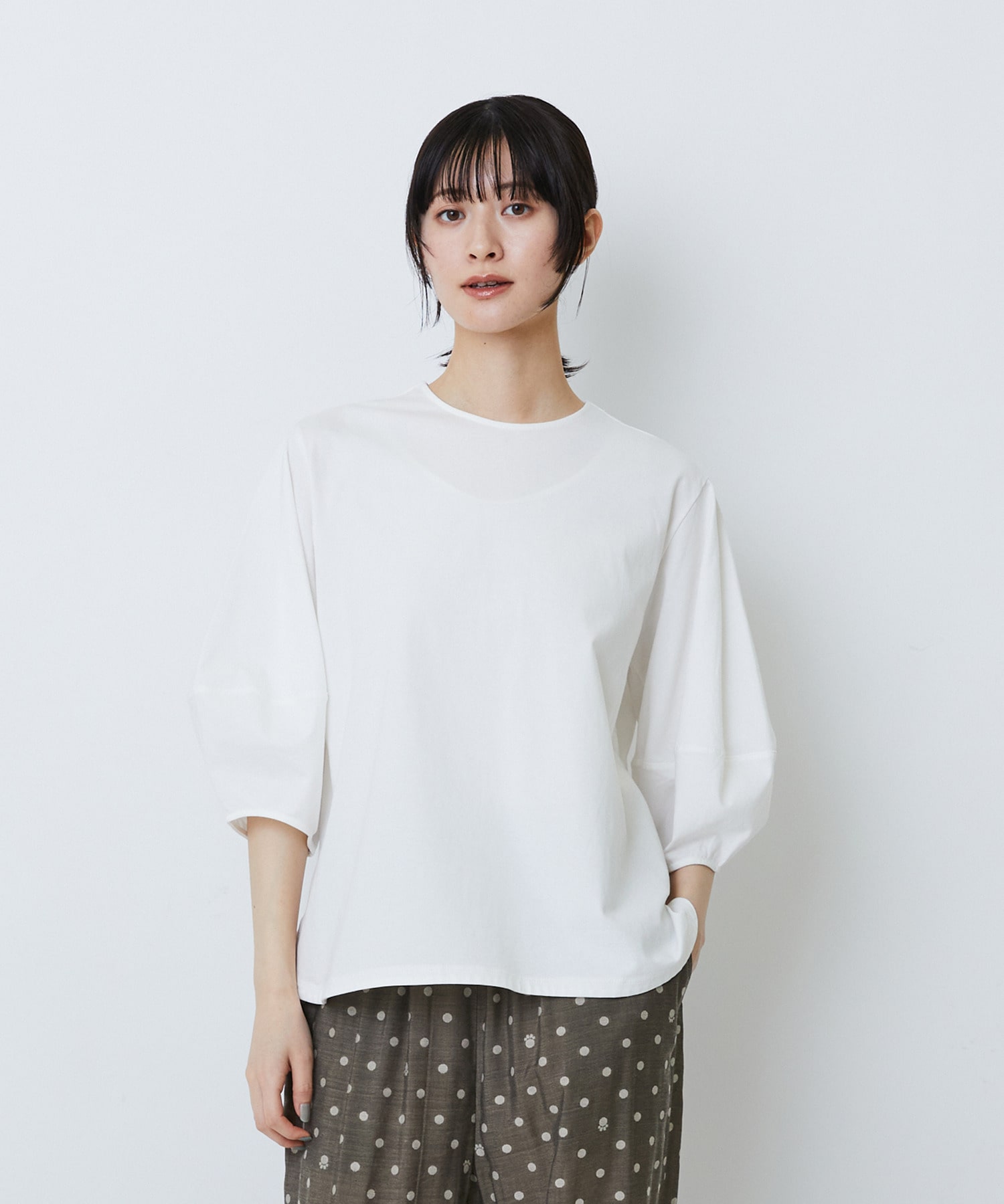 【LOISIR】コットン天竺ボトルスリーブプルオーバー 詳細画像 オフホワイト 1
