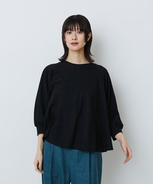 【LOISIR】コットン強撚天竺Aラインプルオーバー 詳細画像 ブラック 1