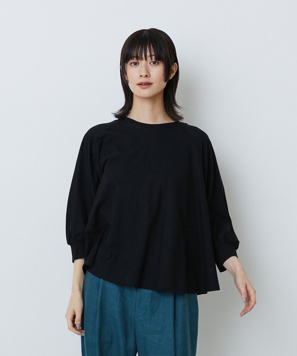 コットン強撚天竺Aラインプルオーバー 詳細画像 ブラック 1