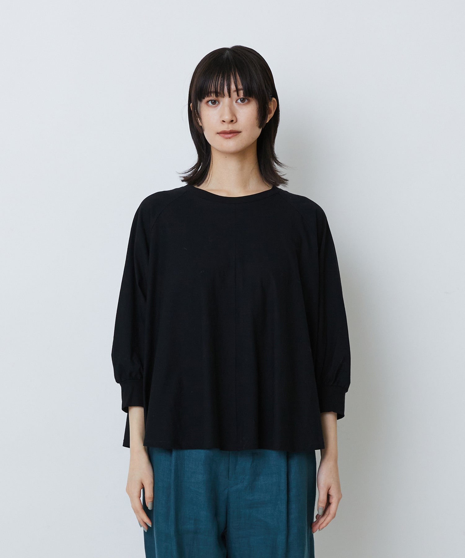 【LOISIR】コットン強撚天竺Aラインプルオーバー 詳細画像 ブラック 13