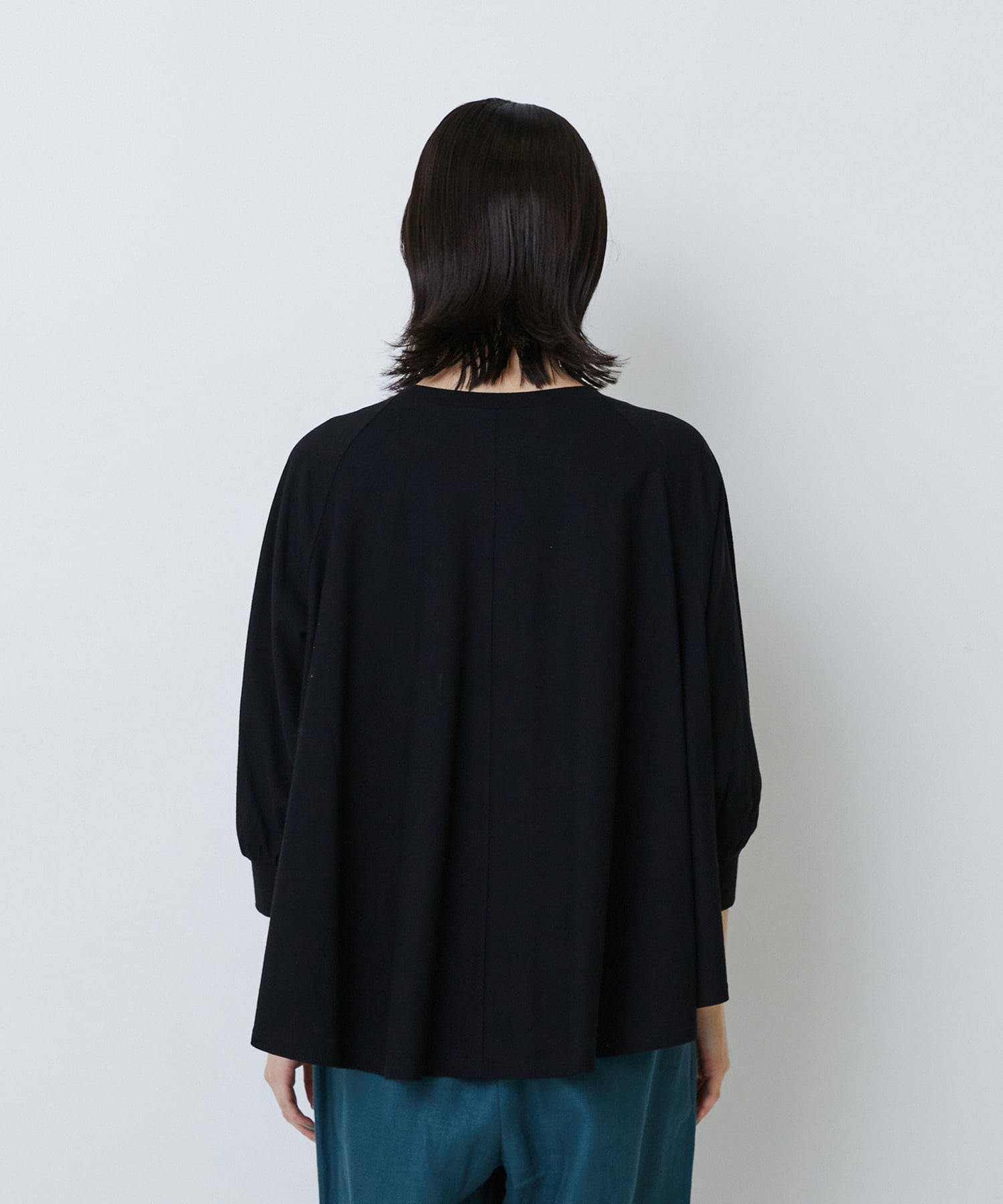 【LOISIR】コットン強撚天竺Aラインプルオーバー 詳細画像 ブラック 15