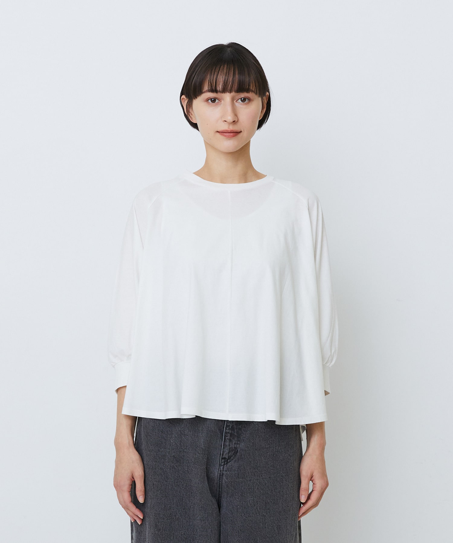 【LOISIR】コットン強撚天竺Aラインプルオーバー 詳細画像 ブラック 16