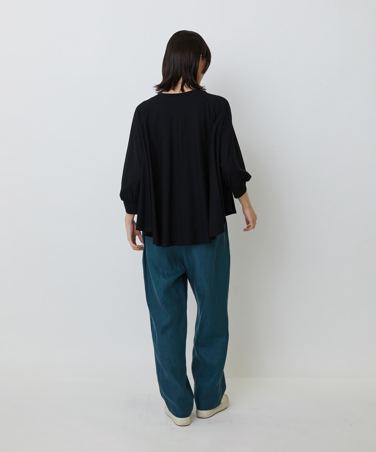 【LOISIR】コットン強撚天竺Aラインプルオーバー 詳細画像 ブラック 6