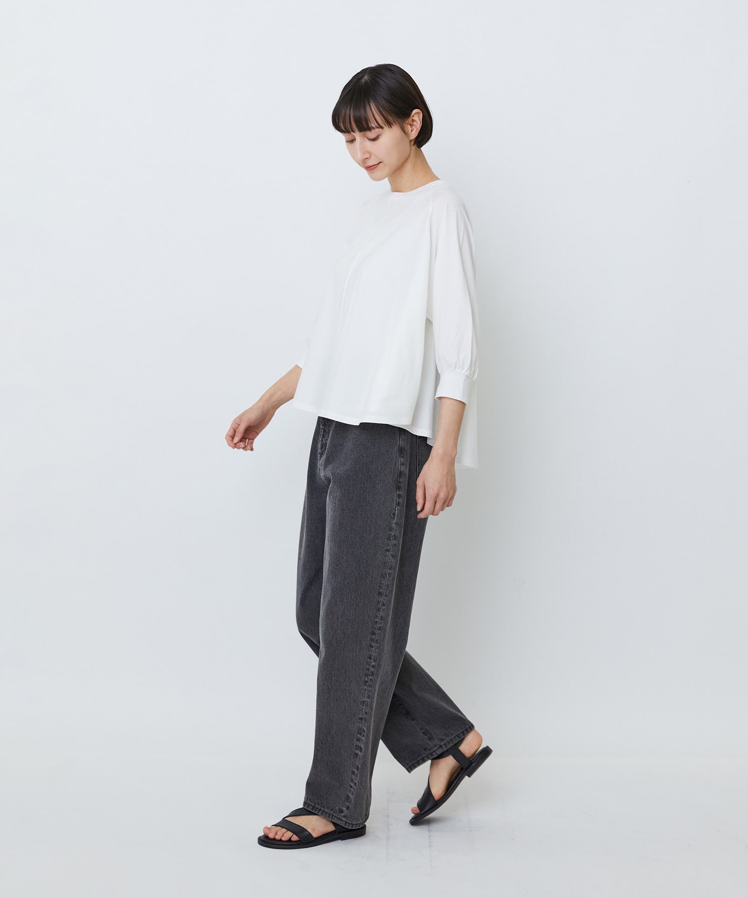 【LOISIR】コットン強撚天竺Aラインプルオーバー 詳細画像 ブラック 8