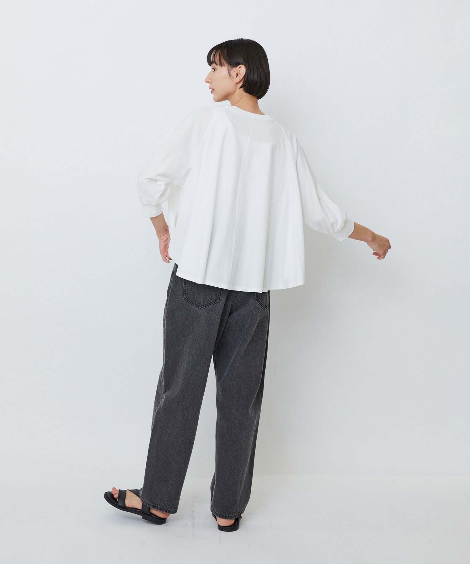 【LOISIR】コットン強撚天竺Aラインプルオーバー 詳細画像 ブラック 9