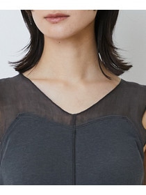 【LOISIR】【2WAY】異素材使いタンクトップ 詳細画像 チャコールグレー 19