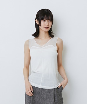 【LOISIR】【2WAY】異素材使いタンクトップ 詳細画像 オフホワイト 1