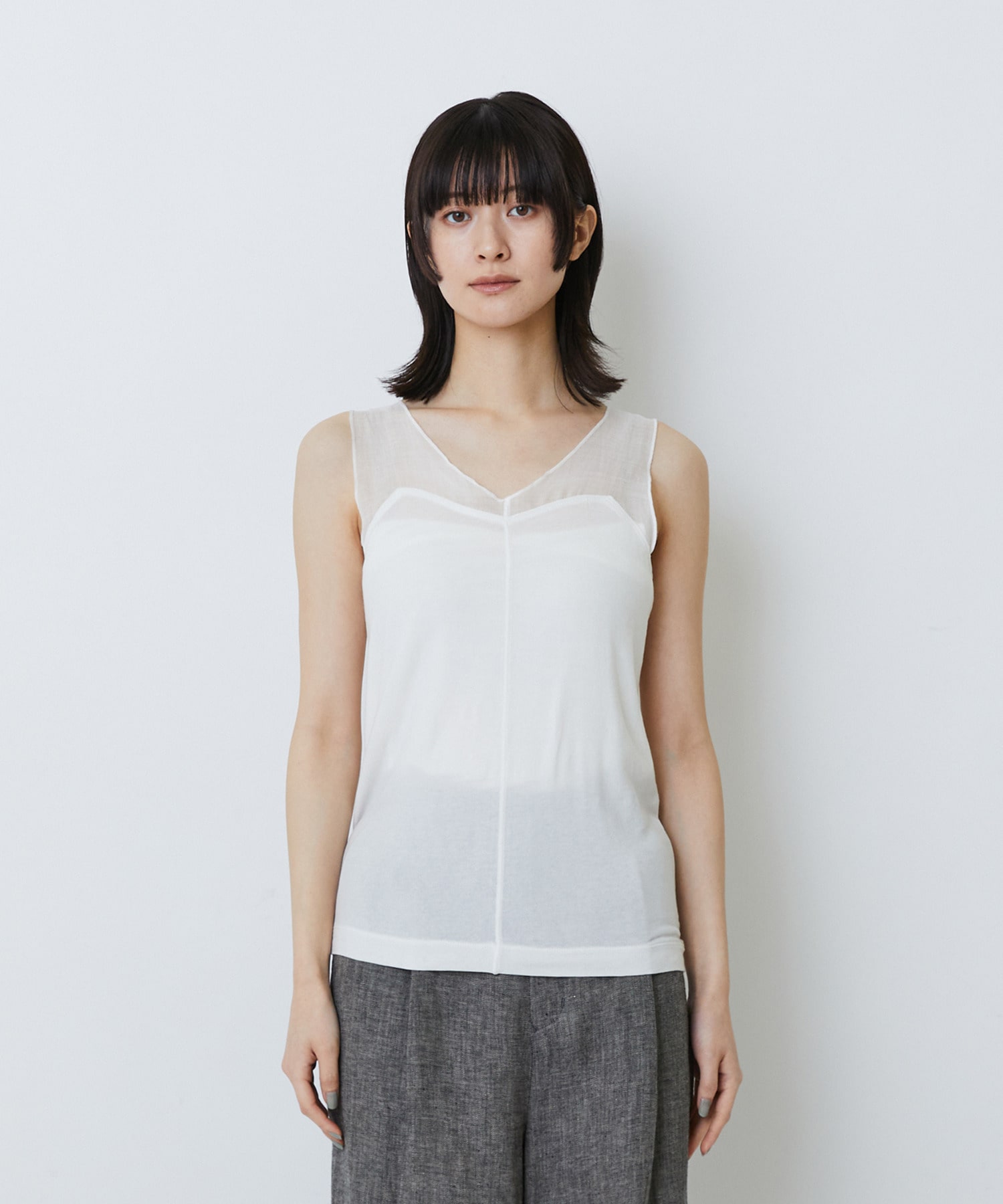 【LOISIR】【2WAY】異素材使いタンクトップ 詳細画像 チャコールグレー 10