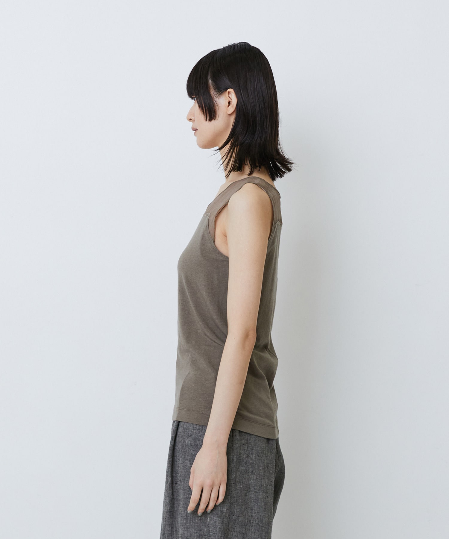 【LOISIR】【2WAY】異素材使いタンクトップ 詳細画像 チャコールグレー 14