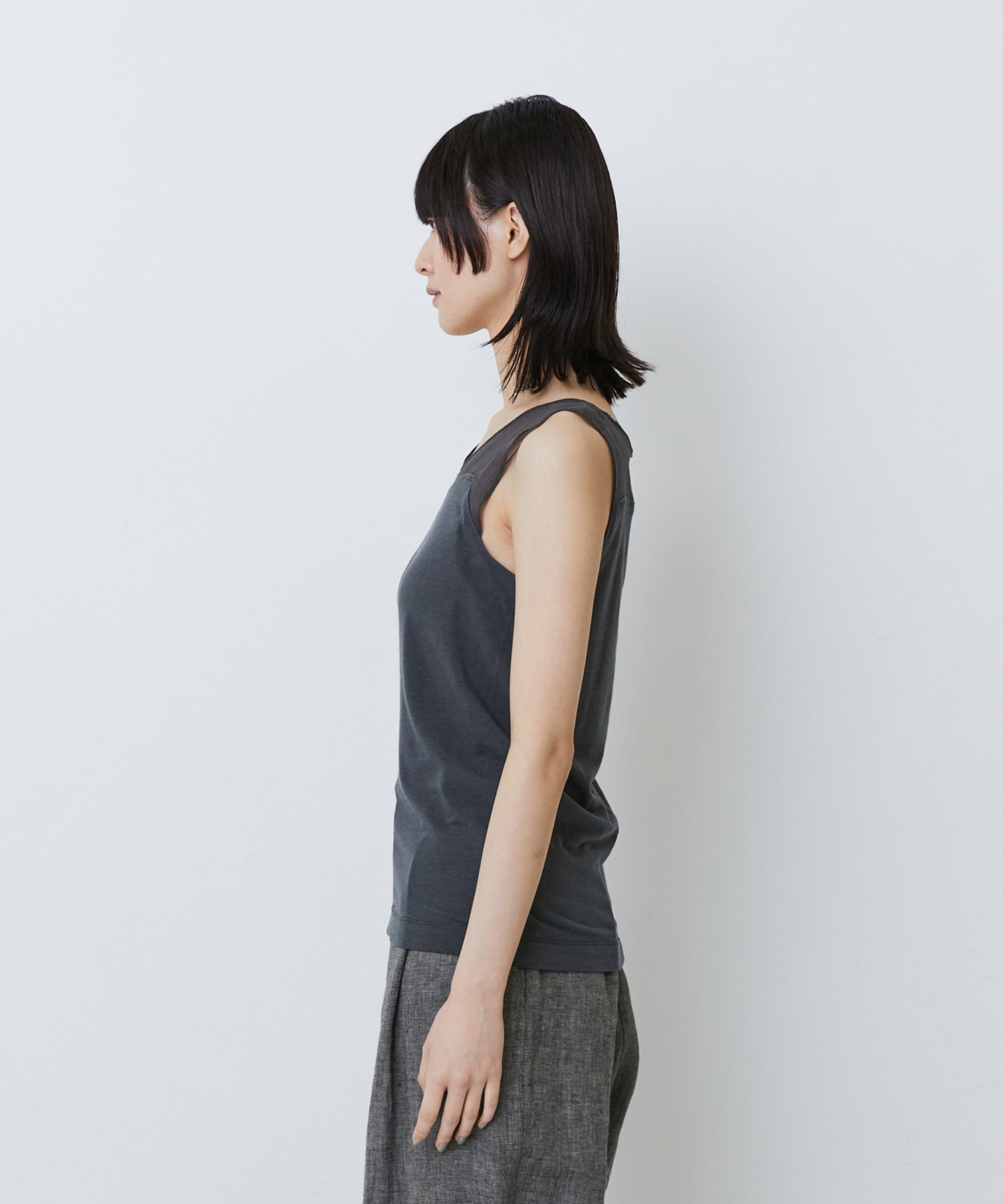 【LOISIR】【2WAY】異素材使いタンクトップ 詳細画像 チャコールグレー 17