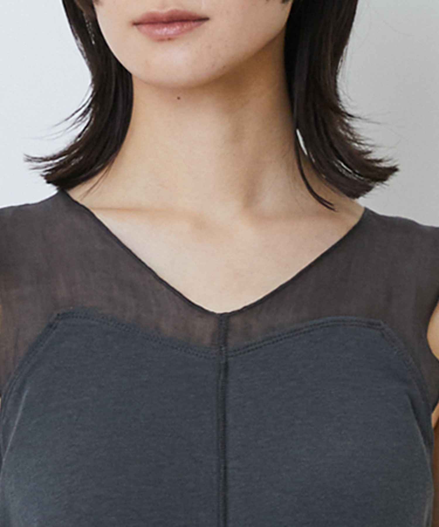 【LOISIR】【2WAY】異素材使いタンクトップ 詳細画像 チャコールグレー 19