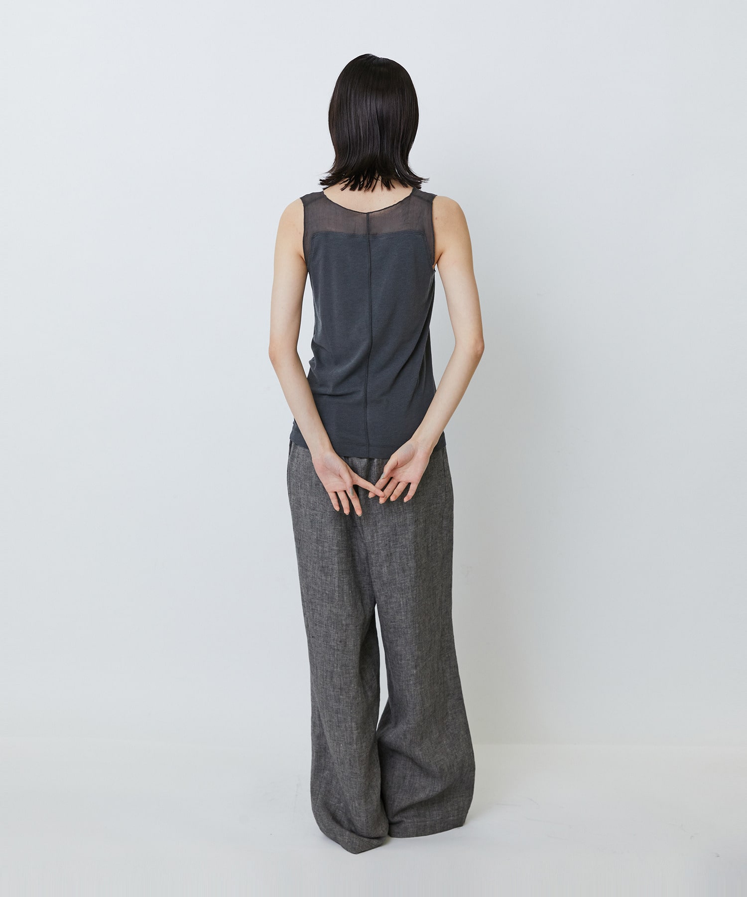 【LOISIR】【2WAY】異素材使いタンクトップ 詳細画像 チャコールグレー 9