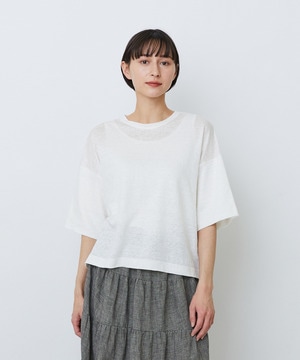 【LOISIR】リネン天竺ショートTシャツ 詳細画像 オフホワイト 1