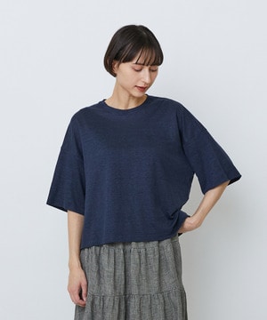 【LOISIR】リネン天竺ショートTシャツ 詳細画像 ネイビー 1