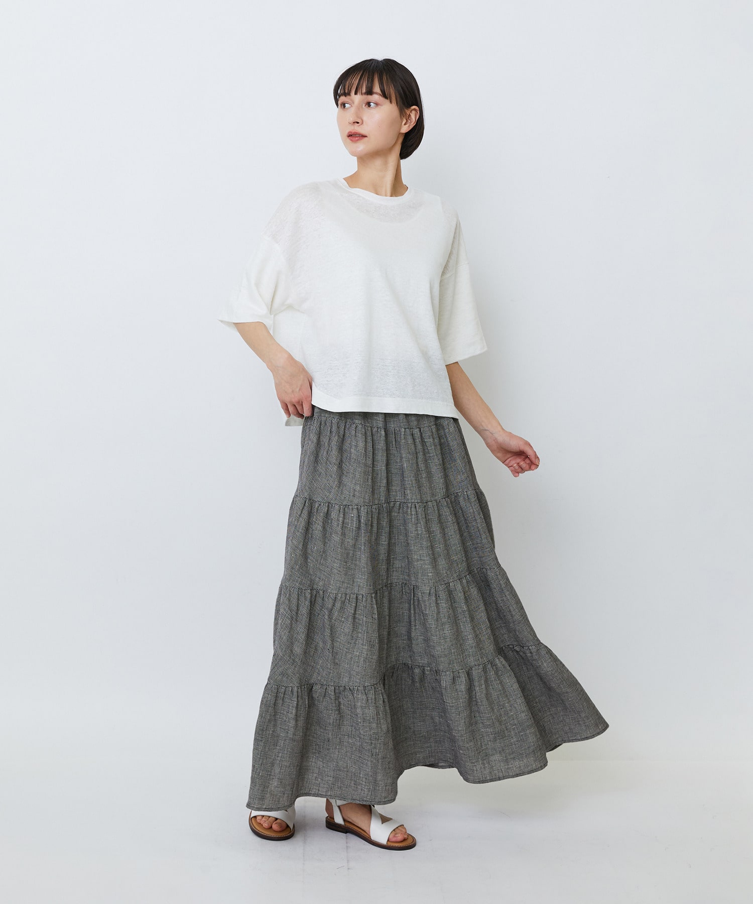 【LOISIR】リネン天竺ショートTシャツ 詳細画像 ネイビー 1