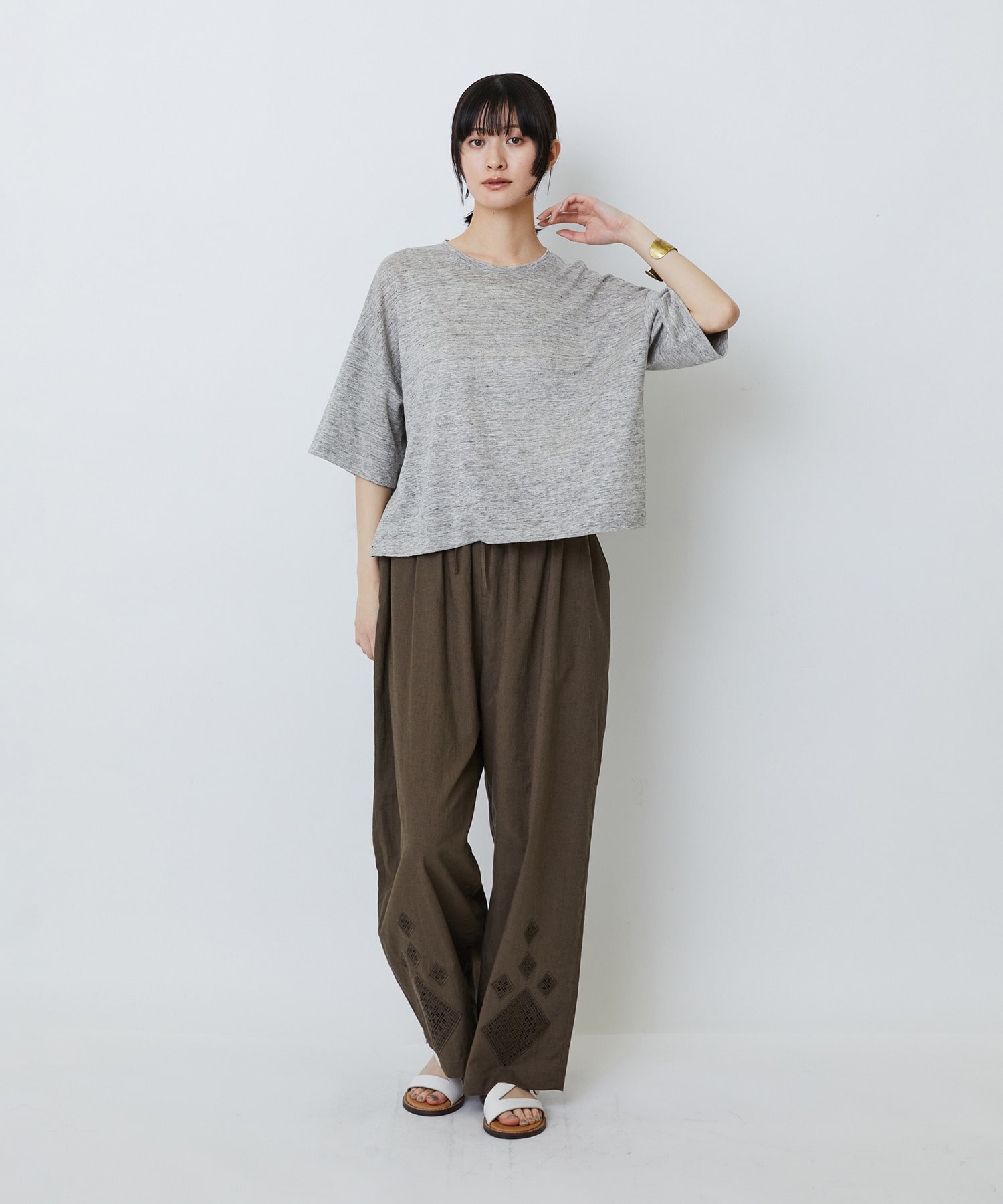 【LOISIR】リネン天竺ショートTシャツ 詳細画像 ネイビー 4