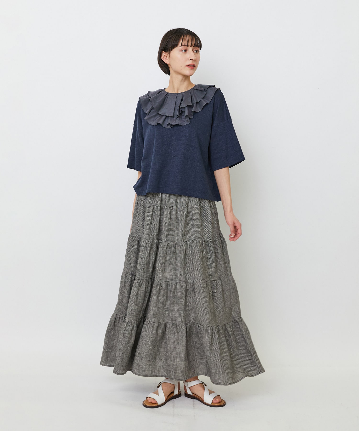 【LOISIR】リネン天竺ショートTシャツ 詳細画像 ネイビー 7