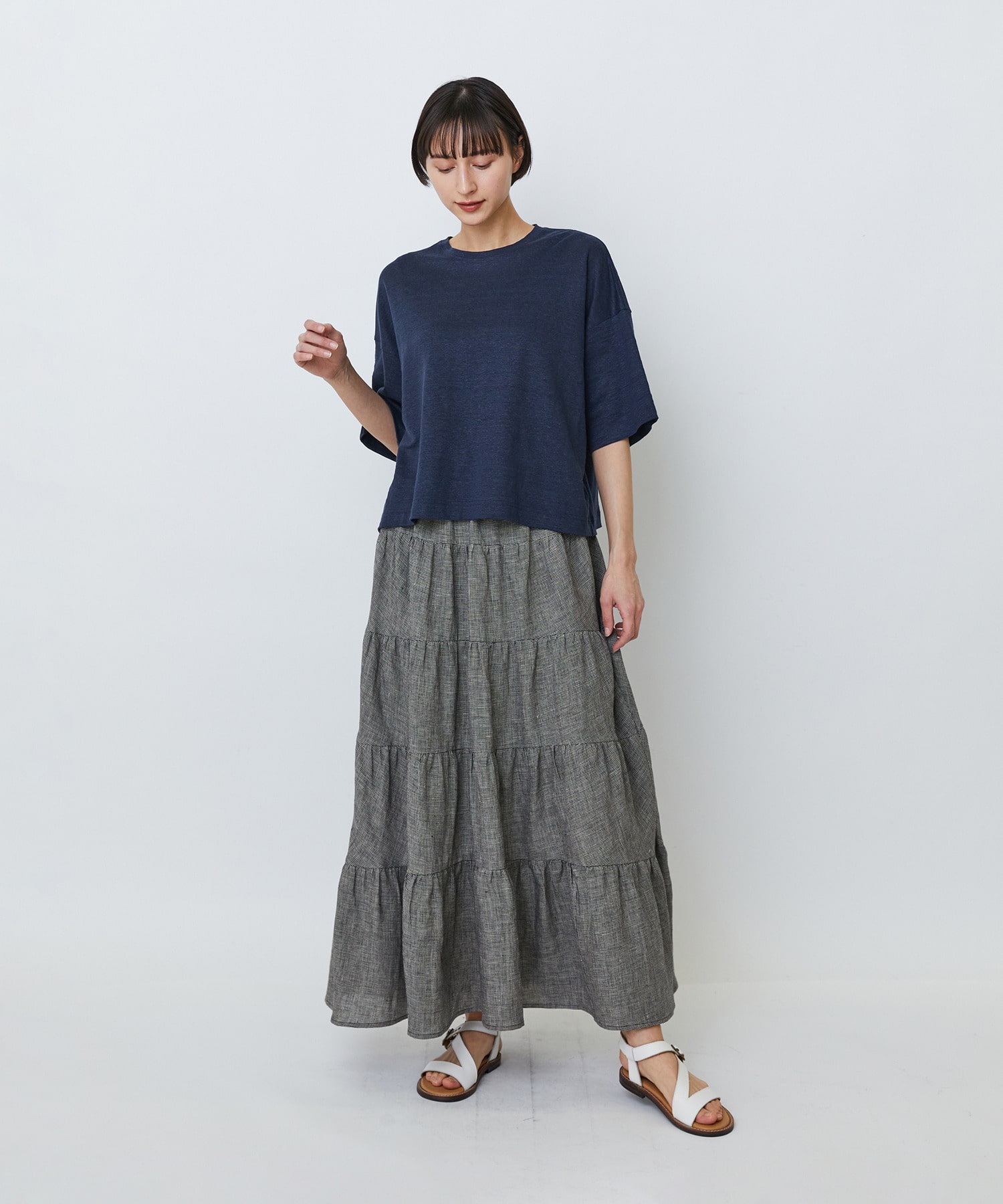 【LOISIR】リネン天竺ショートTシャツ 詳細画像 ネイビー 8